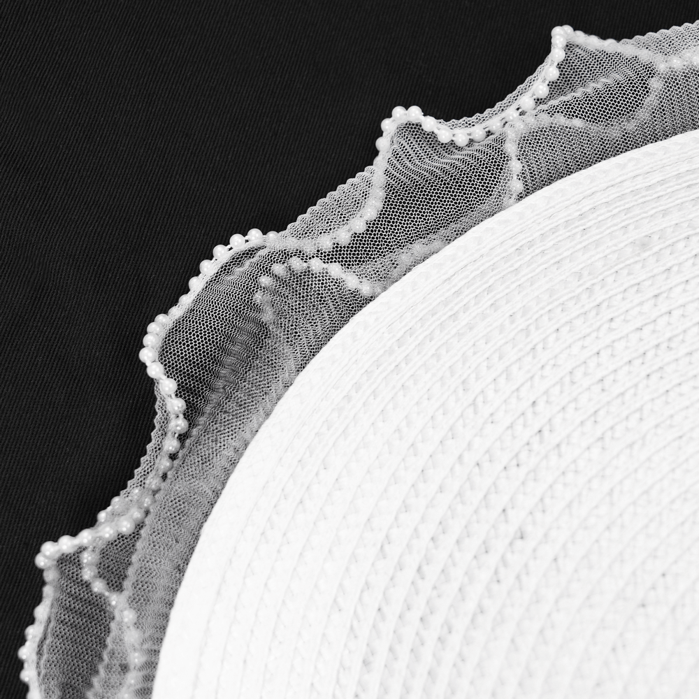 Elegant Black and White Floral Fascinator Hat with Feathers