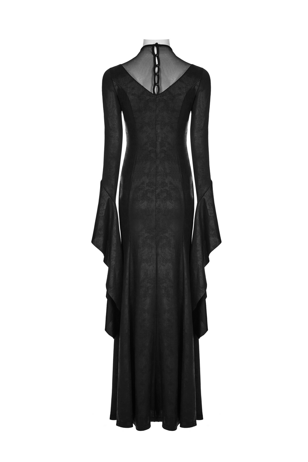 Elegant Black Gothic Mesh Lace High Slit Witch Dress