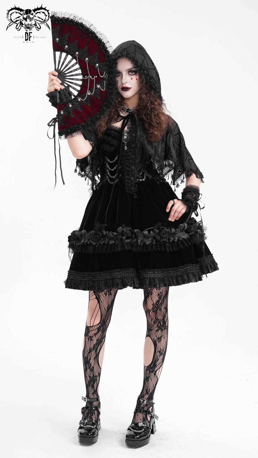 Elegant Black Lace Evening Dress with Beads and Chains