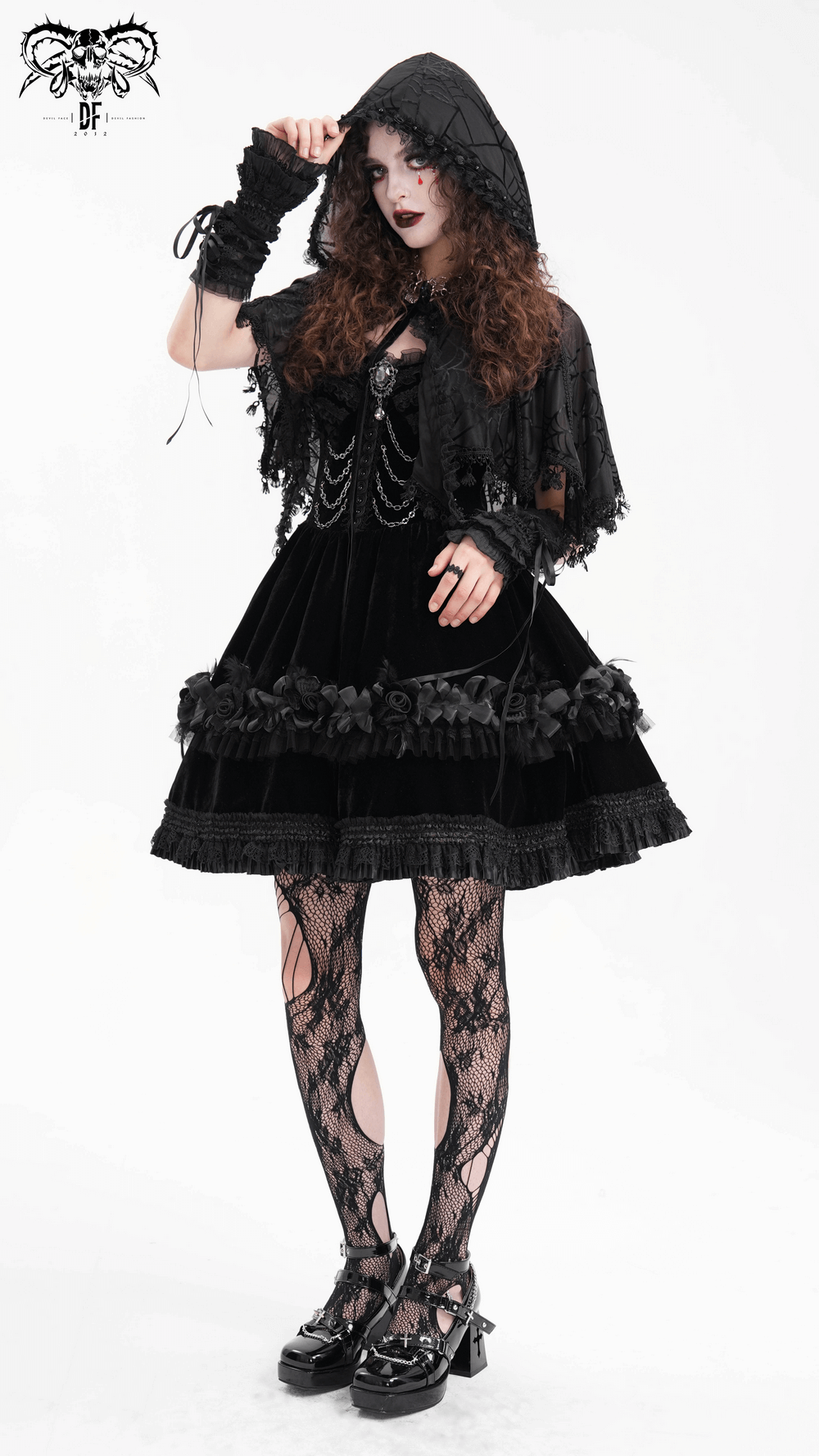Elegant Black Lace Evening Dress with Beads and Chains