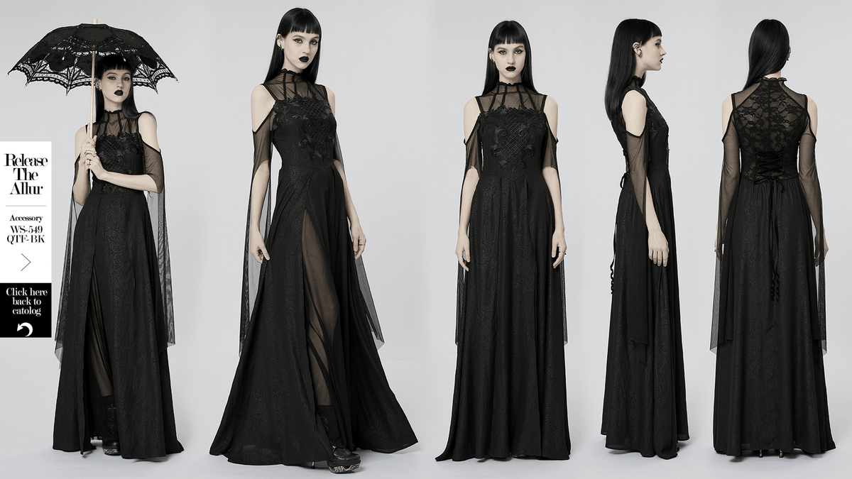 UK SALE of Elegant Black Lace Off the Shoulder Long Party Dress