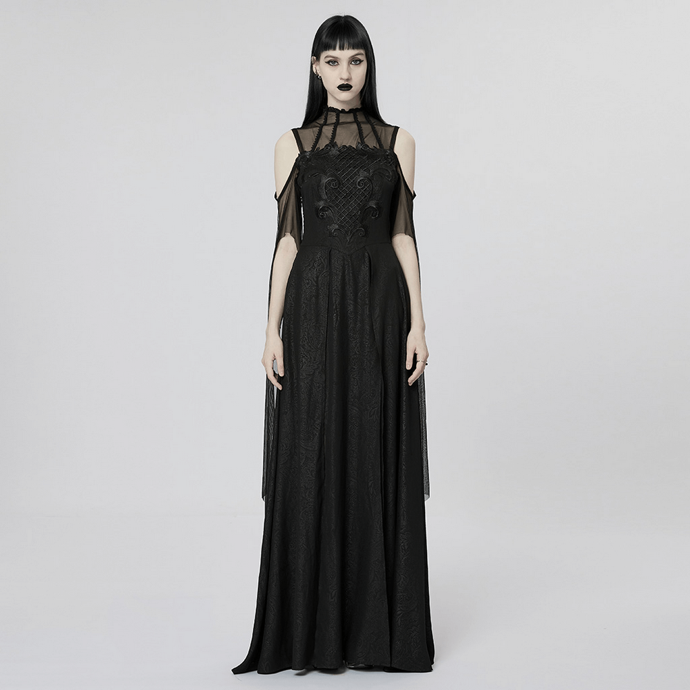 UK SALE of Elegant Black Lace Off the Shoulder Long Party Dress