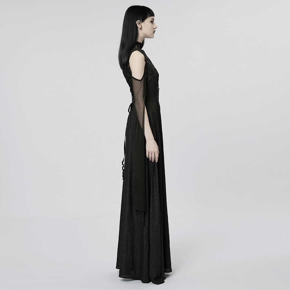 UK SALE of Elegant Black Lace Off the Shoulder Long Party Dress