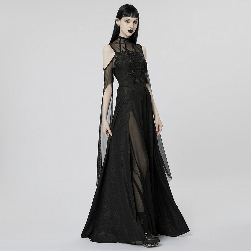 UK SALE of Elegant Black Lace Off the Shoulder Long Party Dress