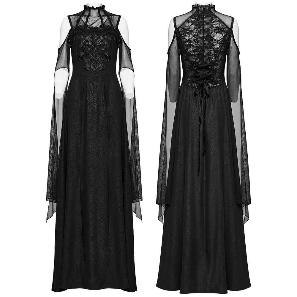 UK SALE of Elegant Black Lace Off the Shoulder Long Party Dress