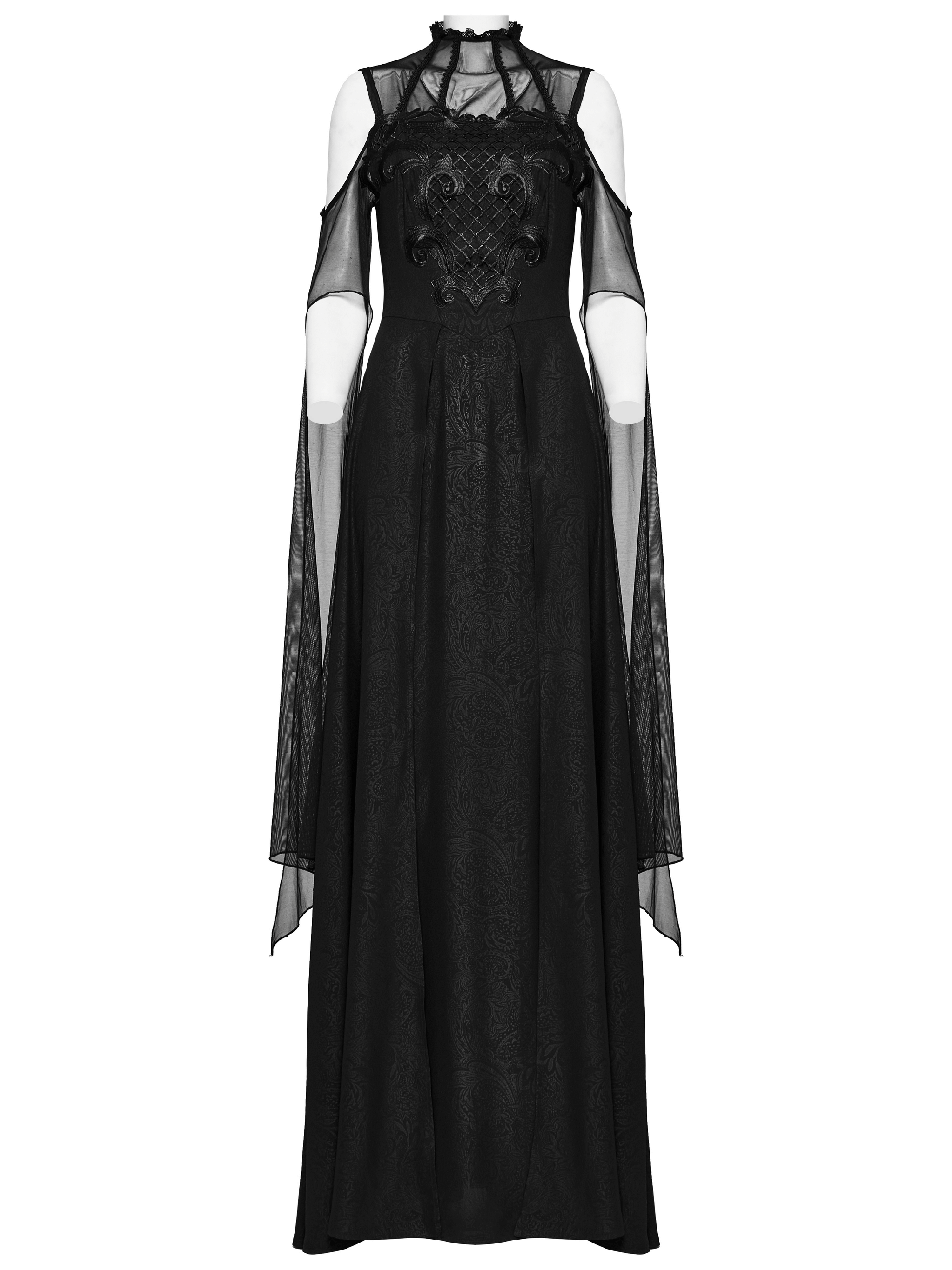UK SALE of Elegant Black Lace Off the Shoulder Long Party Dress