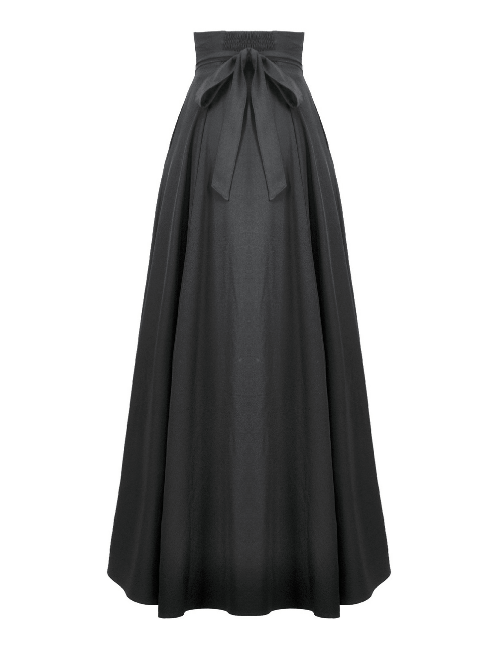 Elegant Black Maxi Skirt with Lace Back and Bow Detail