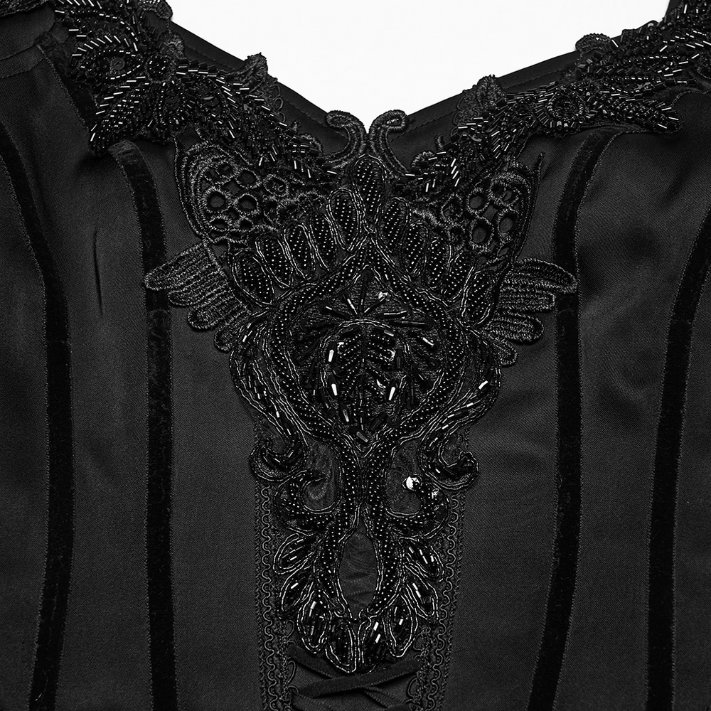 Elegant Black Victorian Gothic Lace Corset Maxi Dress