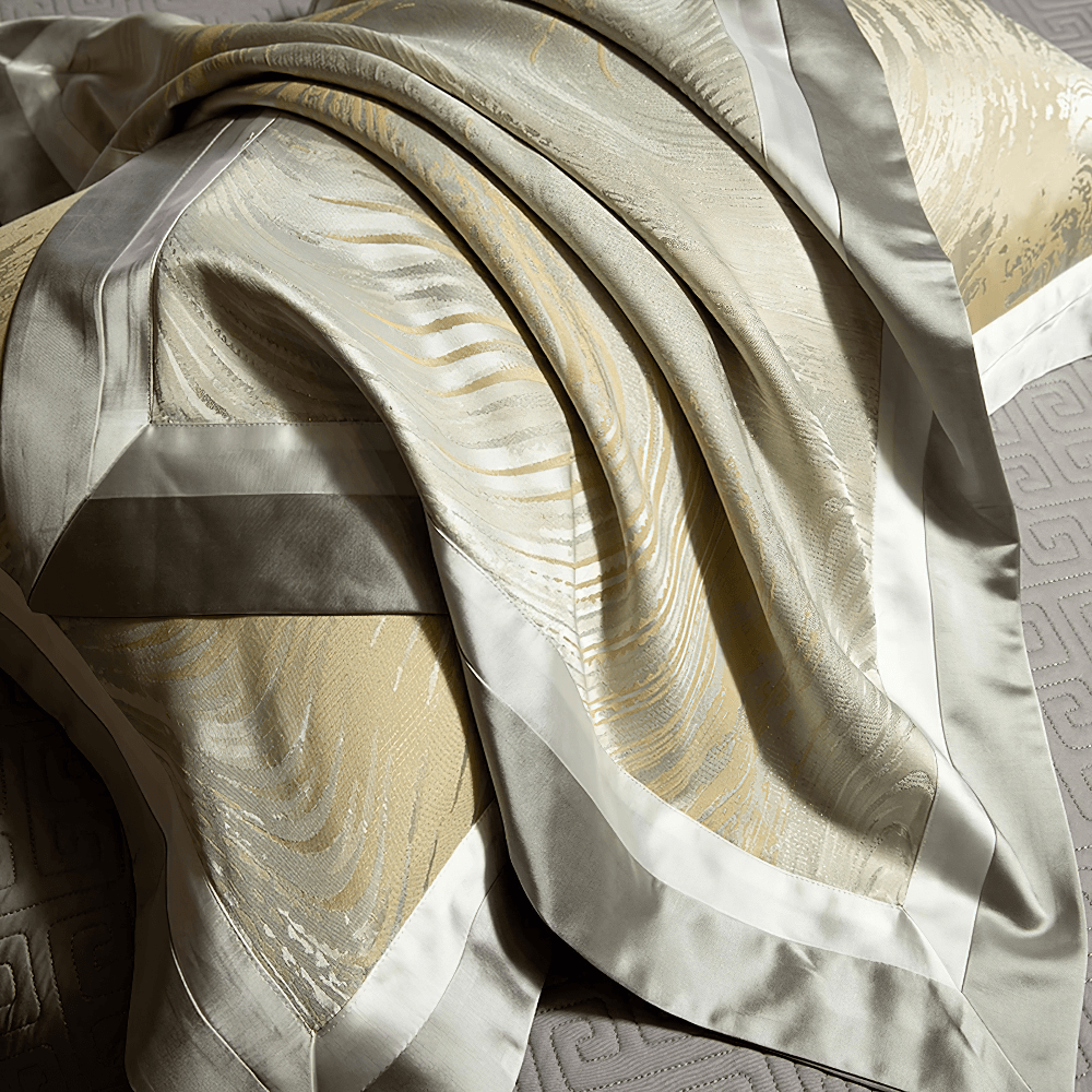 Elegant Egyptian Cotton Bedding Set with Marble Pattern