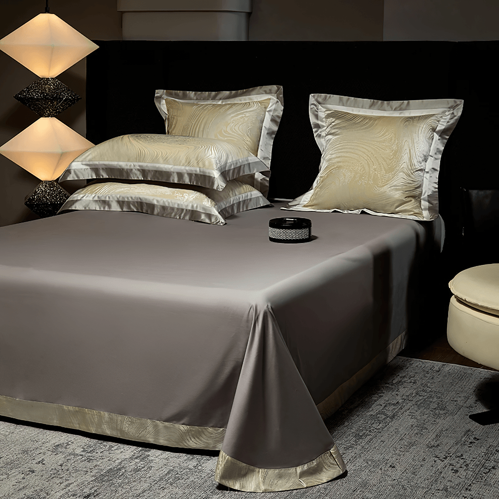 Elegant Egyptian Cotton Bedding Set with Marble Pattern