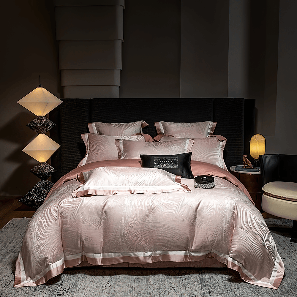Elegant Egyptian Cotton Bedding Set with Marble Pattern