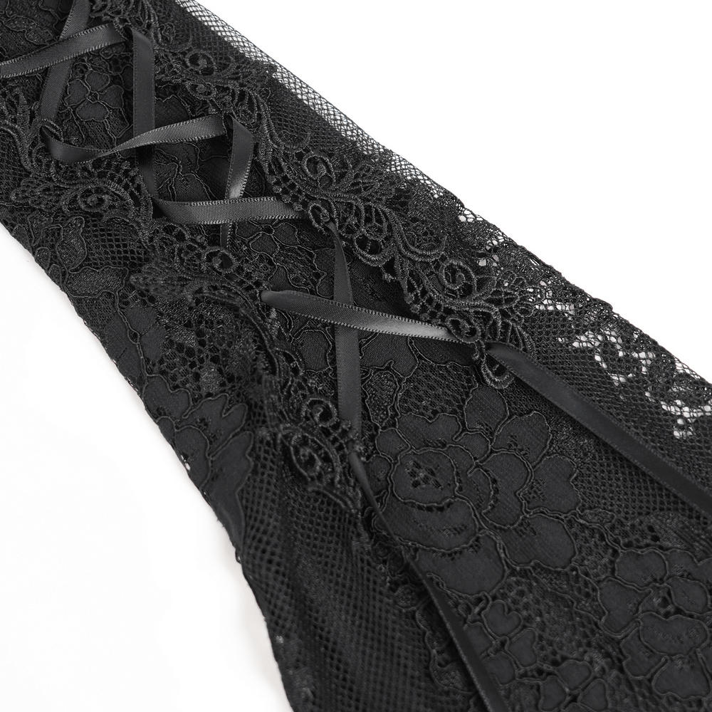 Elegant Gothic Black Lace Mini Dress with Flared Sleeves