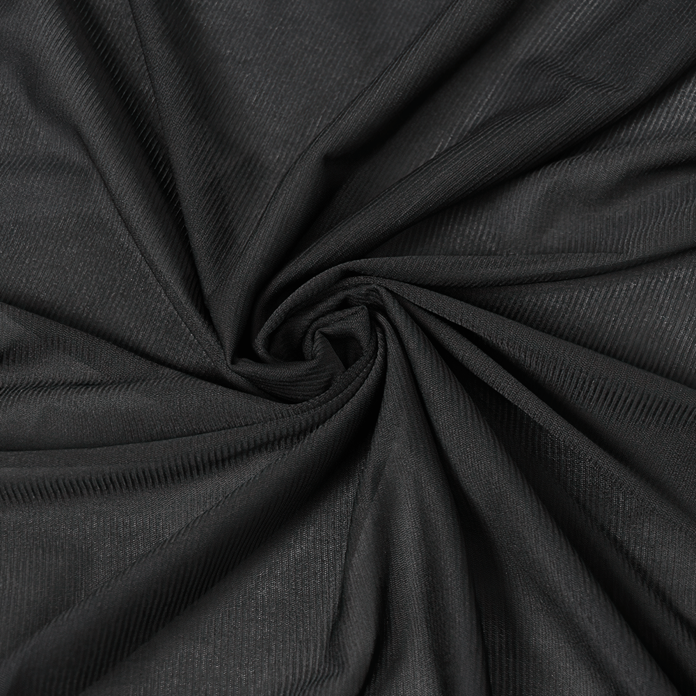 Elegant Gothic Black Mesh Maxi Skirt with Embroidered Hem