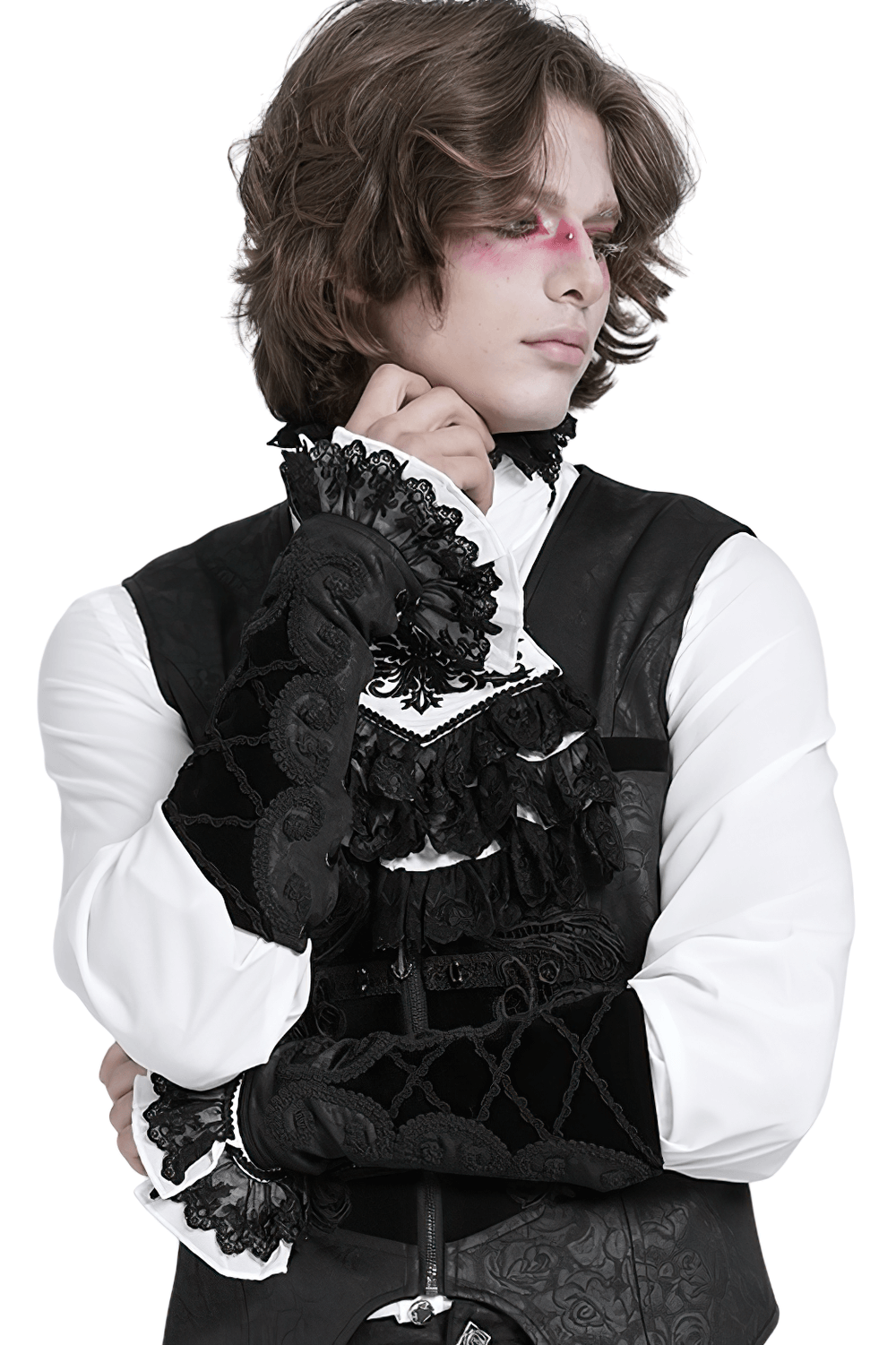 Elegant Gothic Black Velvet Arm Bracelet with Lace Up