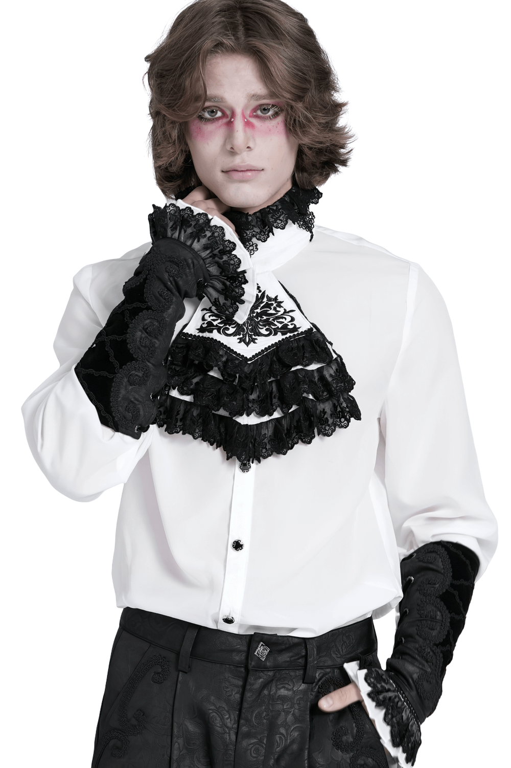 Elegant Gothic Black Velvet Arm Bracelet with Lace Up