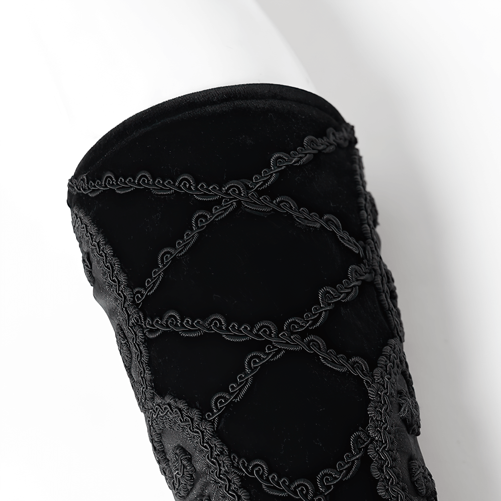 Elegant Gothic Black Velvet Arm Bracelet with Lace Up