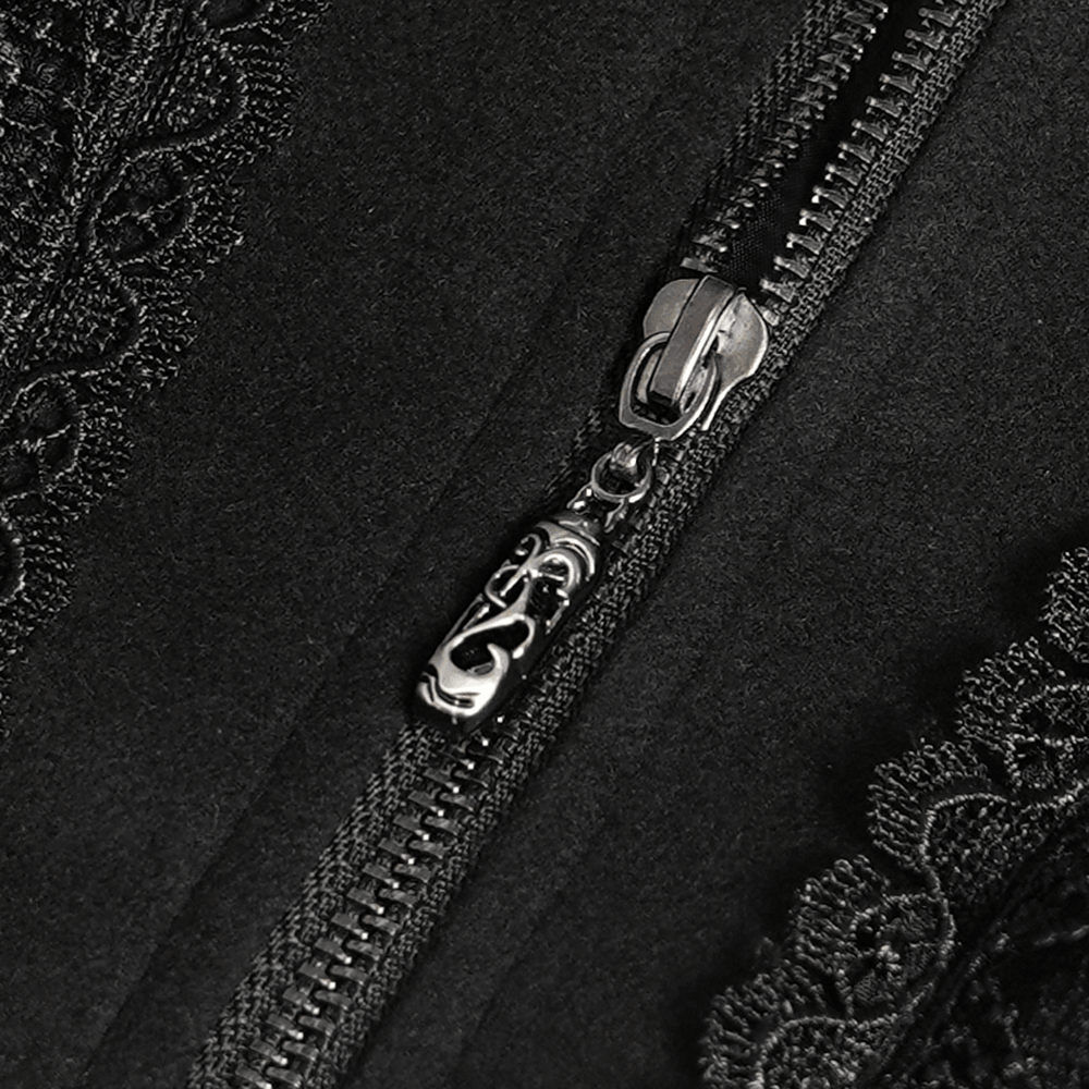 Elegant Gothic Hooded Coat with Flared Silhouette