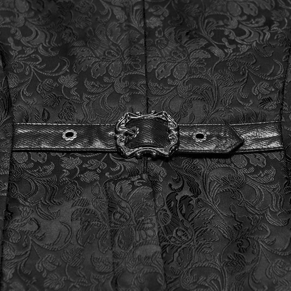 Elegant Gothic Jacquard Waistcoat with Buckle Straps