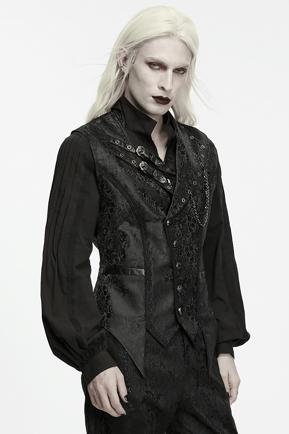 Elegant Gothic Jacquard Waistcoat with Buckle Straps