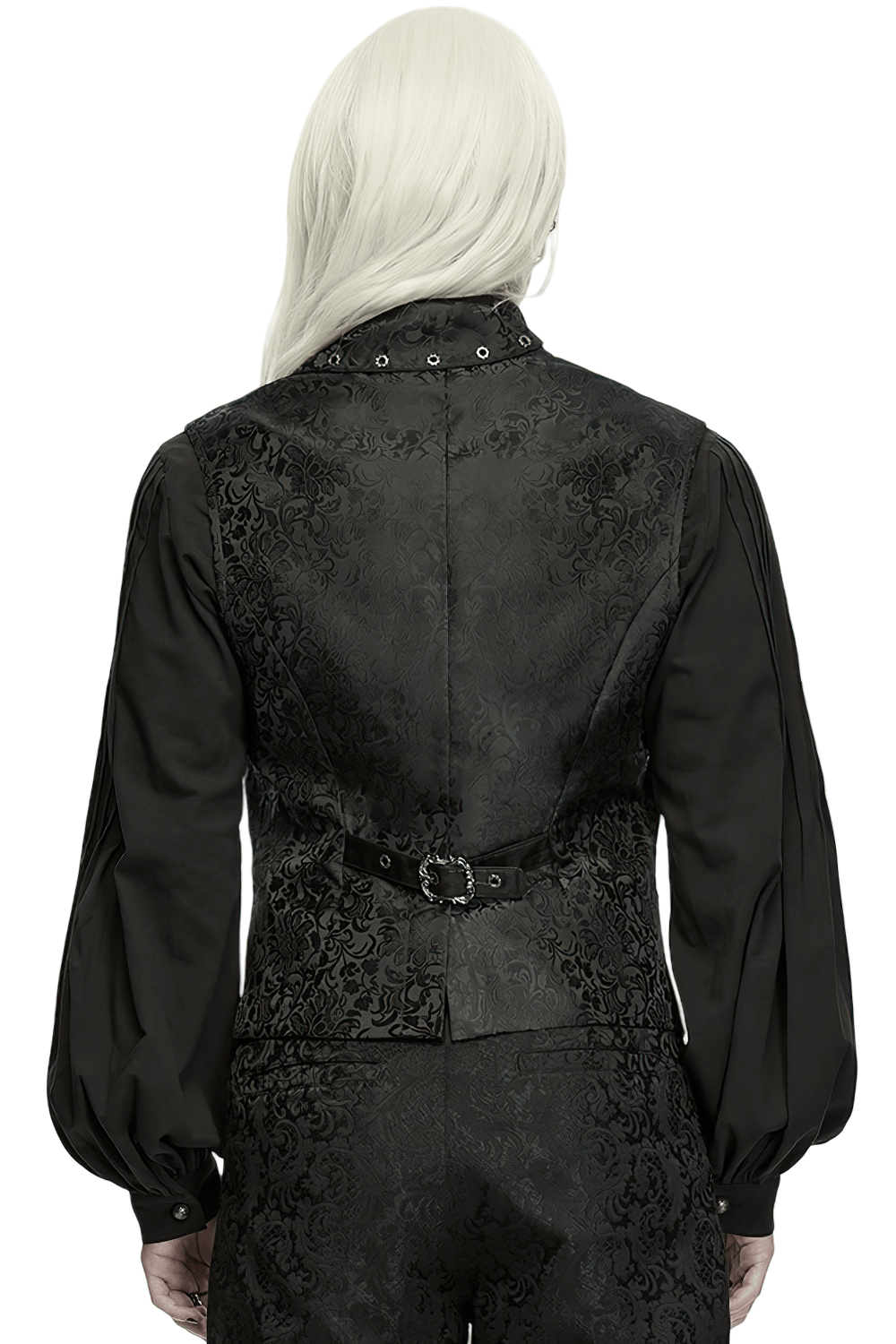 Elegant Gothic Jacquard Waistcoat with Buckle Straps