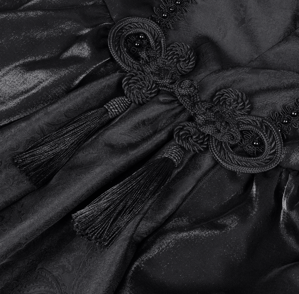 Elegant Gothic Lace Dress with Skulls and Tiered Layers