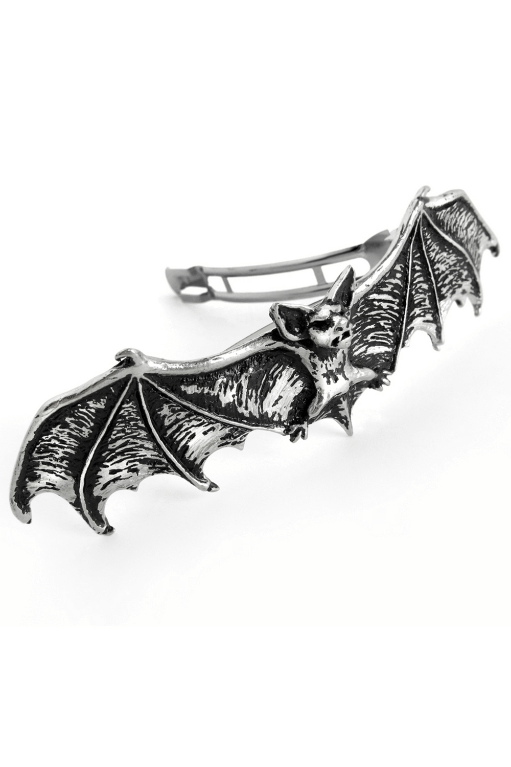 Elegant Gothic Pewter Bat Hair Slide with Steel Clip