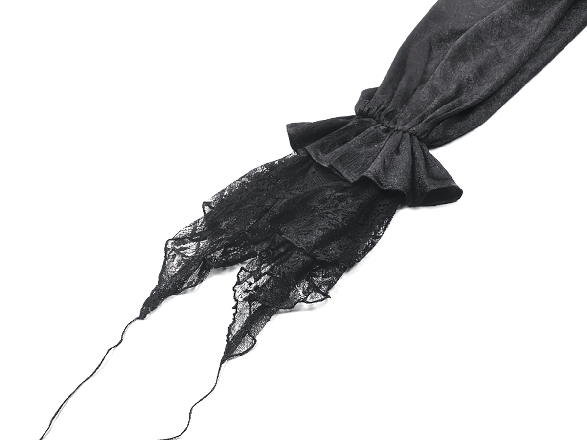 Elegant Gothic Shirt with Ruffles and Dramatic Lace Cuffs