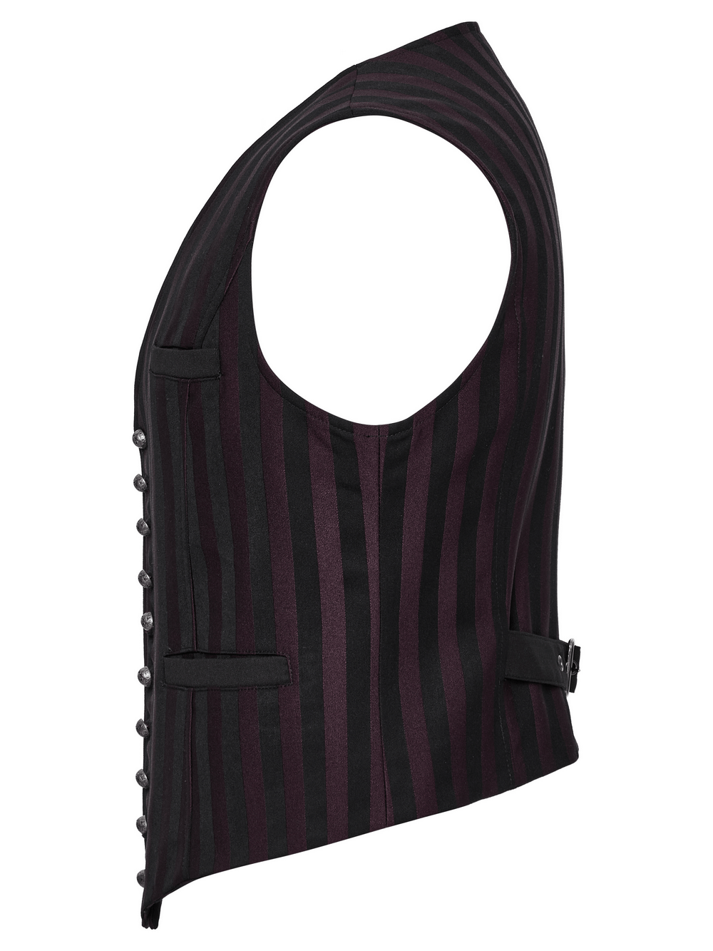 Elegant Gothic Striped Button-Up Waistcoat for Men