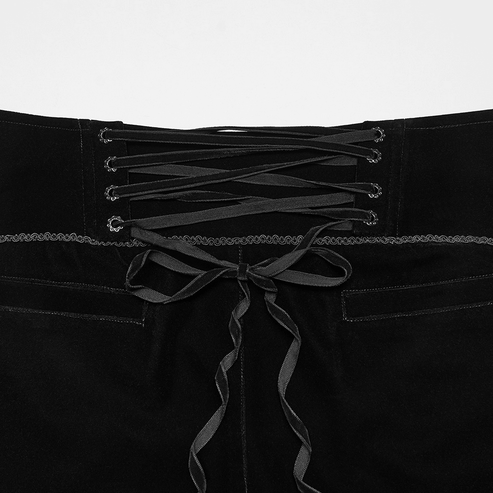 Elegant Gothic Velvet Pants with Scroll Embroidery