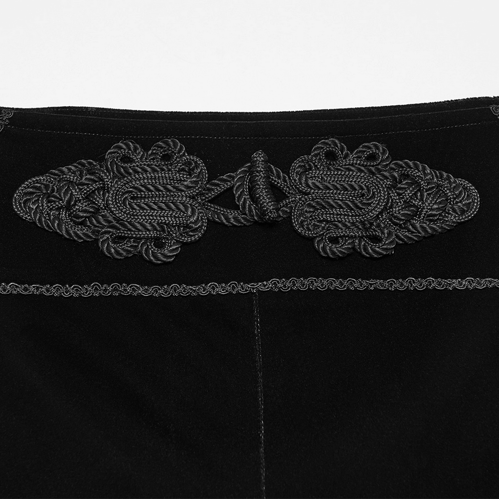 Elegant Gothic Velvet Pants with Scroll Embroidery
