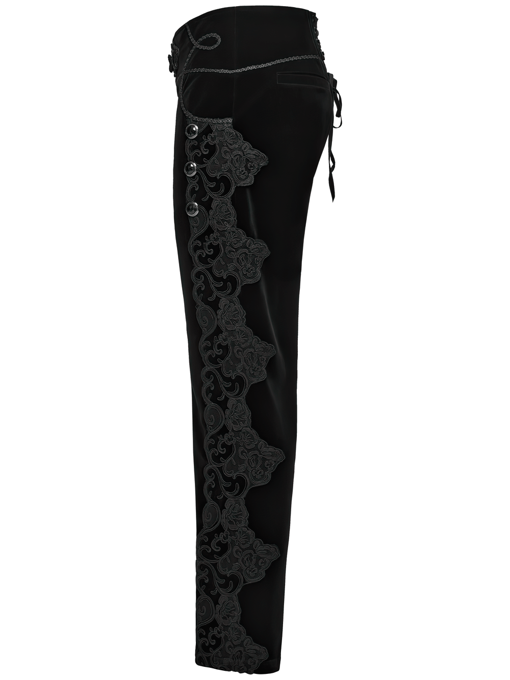 Elegant Gothic Velvet Pants with Scroll Embroidery