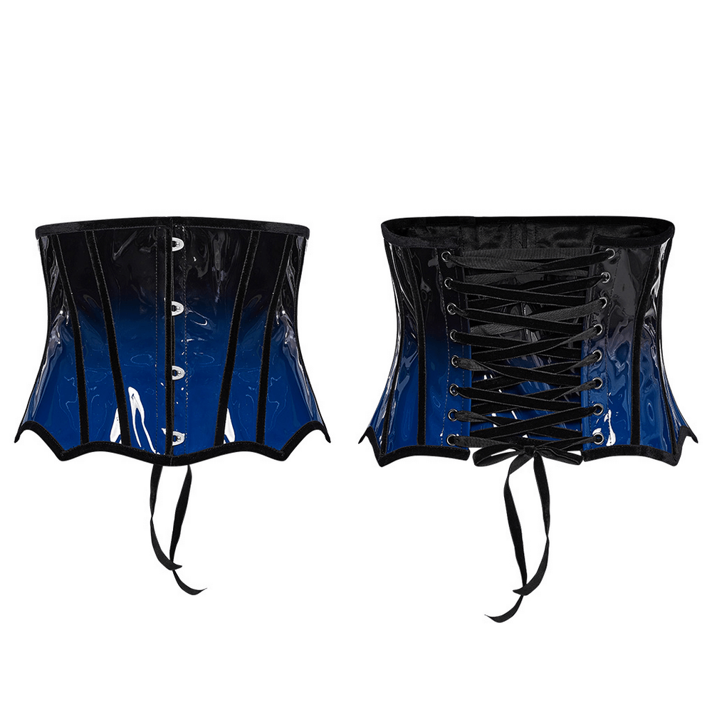 Elegant Gradient Patent Leather Goth Underbust Corset