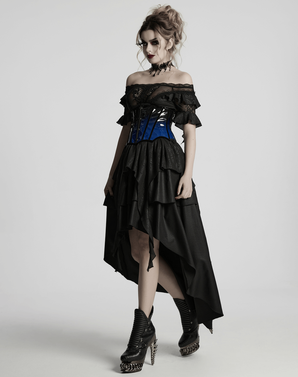 Elegant Gradient Patent Leather Goth Underbust Corset