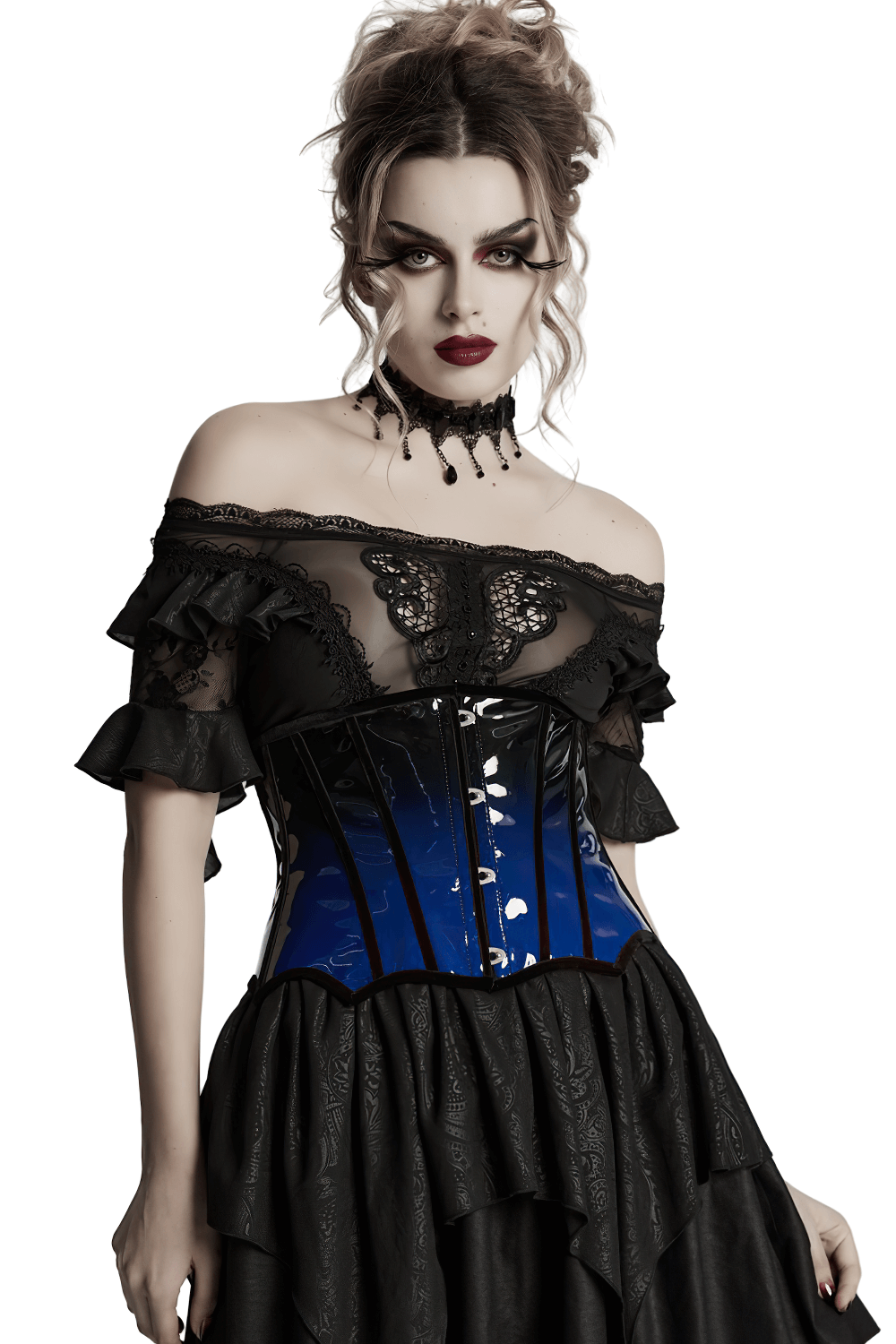 Elegant Gradient Patent Leather Goth Underbust Corset