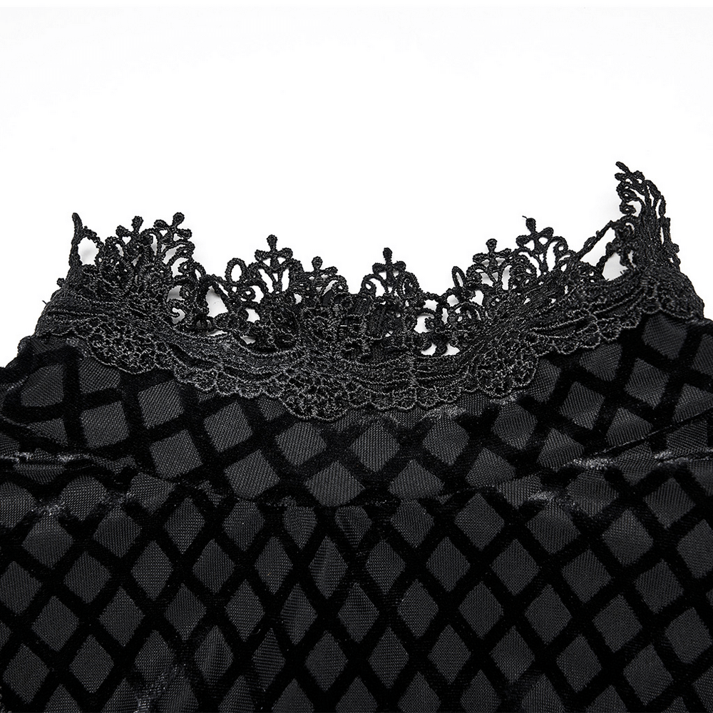 Elegant Lace-Collar Velvet Gothic Dress With Zipper in the Back