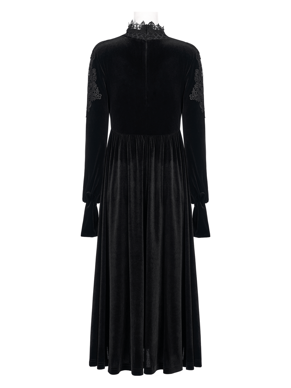 Elegant Lace-Collar Velvet Gothic Dress With Zipper in the Back