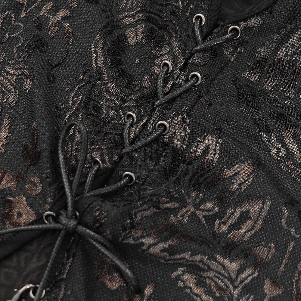 Elegant Long Gothic Lace Dress with Chain Detail