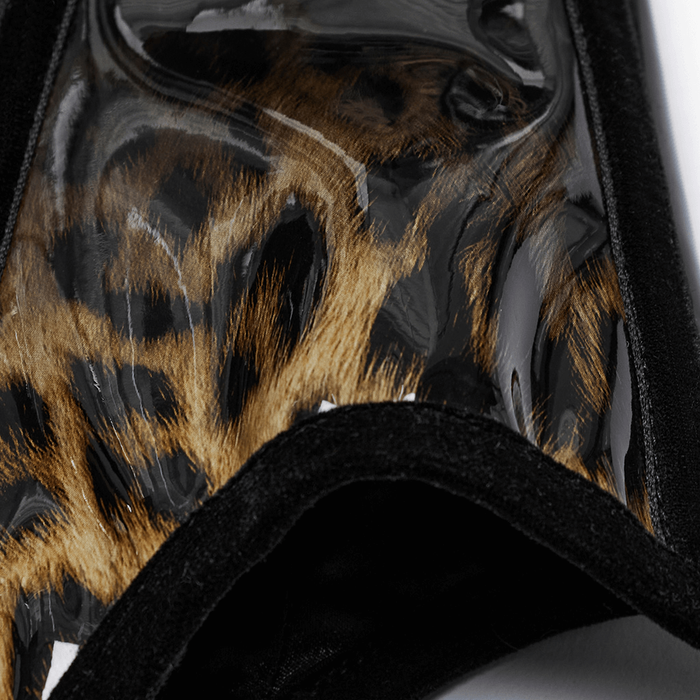Elegant Patent Leather Leopard Print Waist Cincher Corset