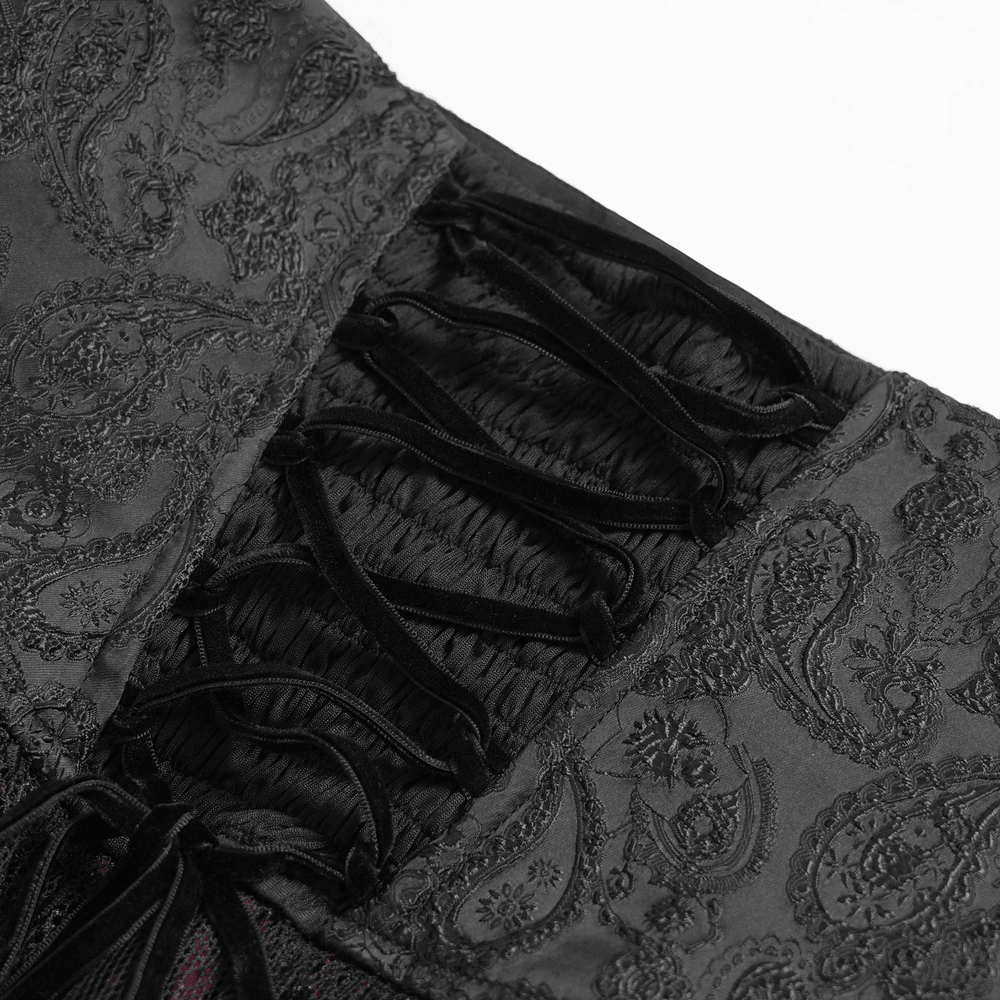 Elegant Red-Black Gothic Lace Corset Belt with Overskirt