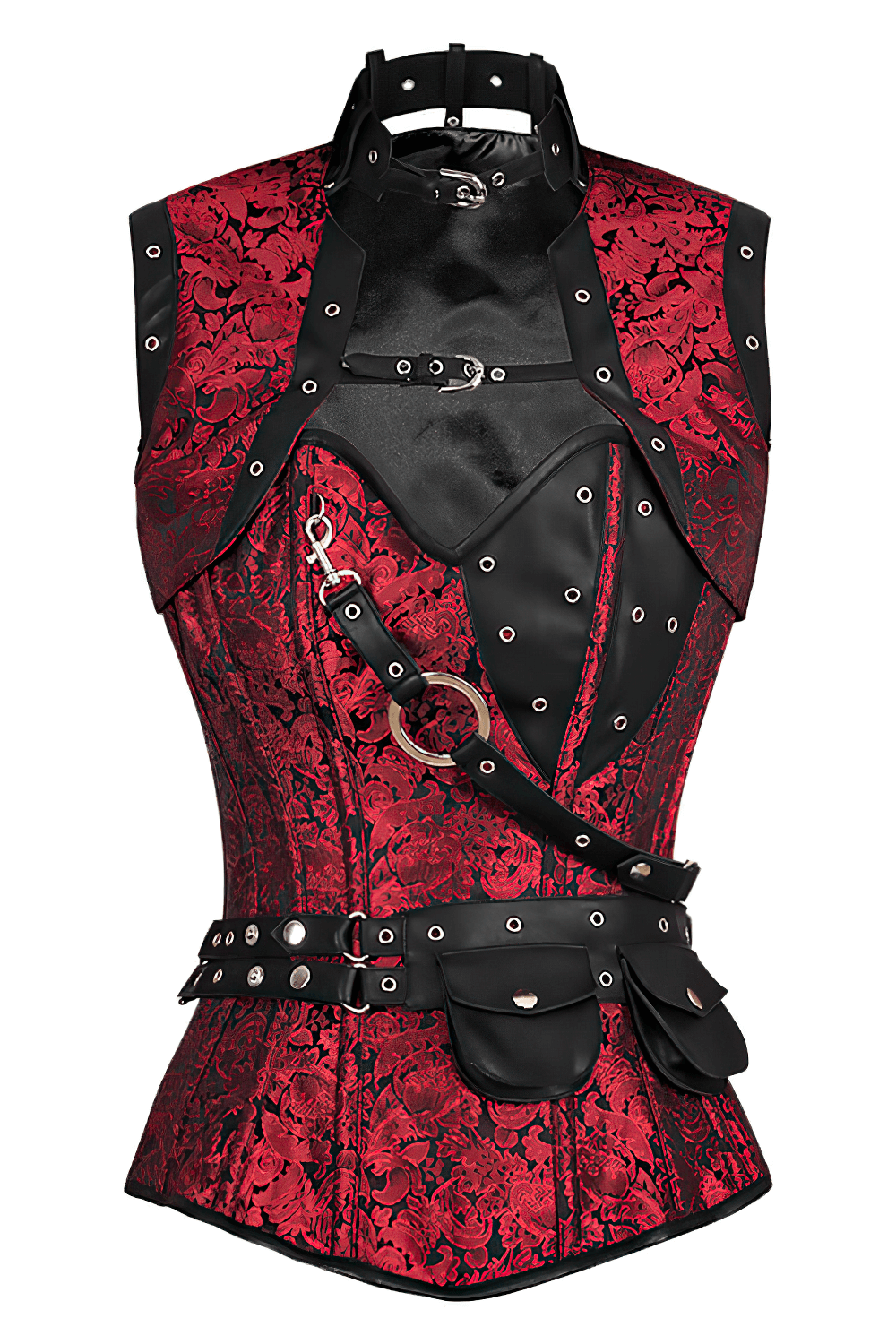 Elegant Red Steampunk Overbust Corset With Shrug Outfit