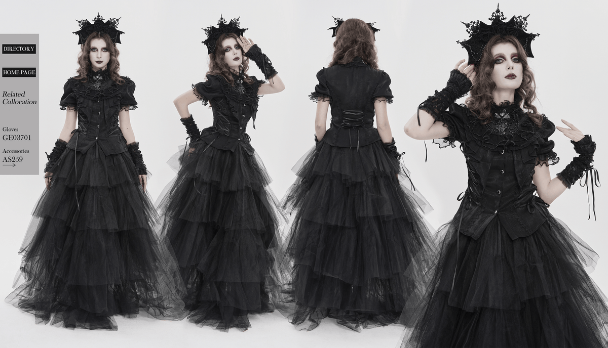 Elegant Ruffle Blouse with Sheer Yoke and Lace-Up Sides