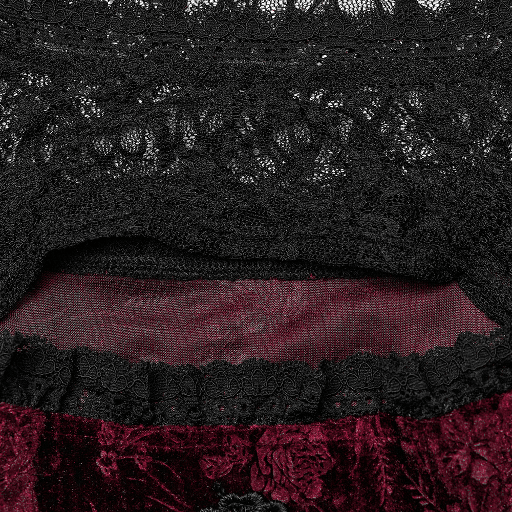 Elegant Velvet Rose Mesh Dress with Trumpet Sleeves