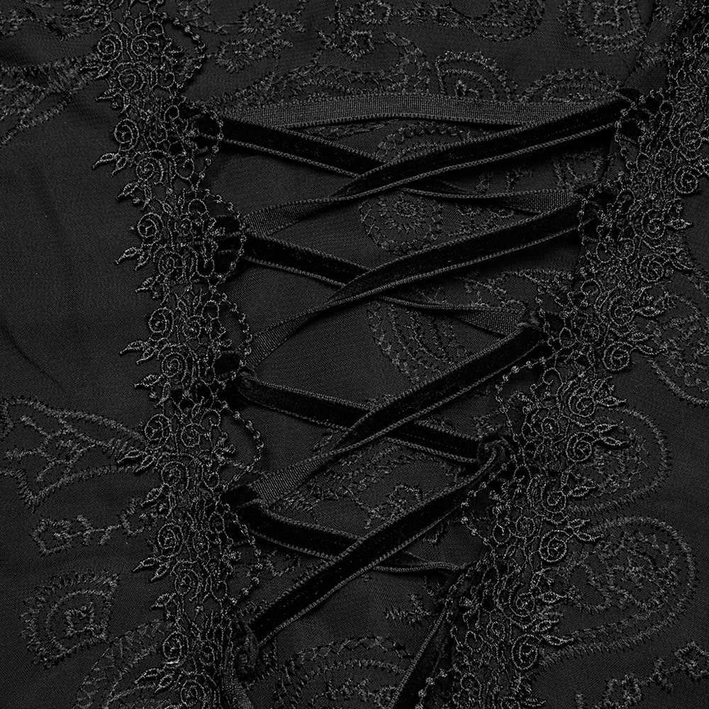 Elegant Victorian Black Lace Chiffon Corset Blouse