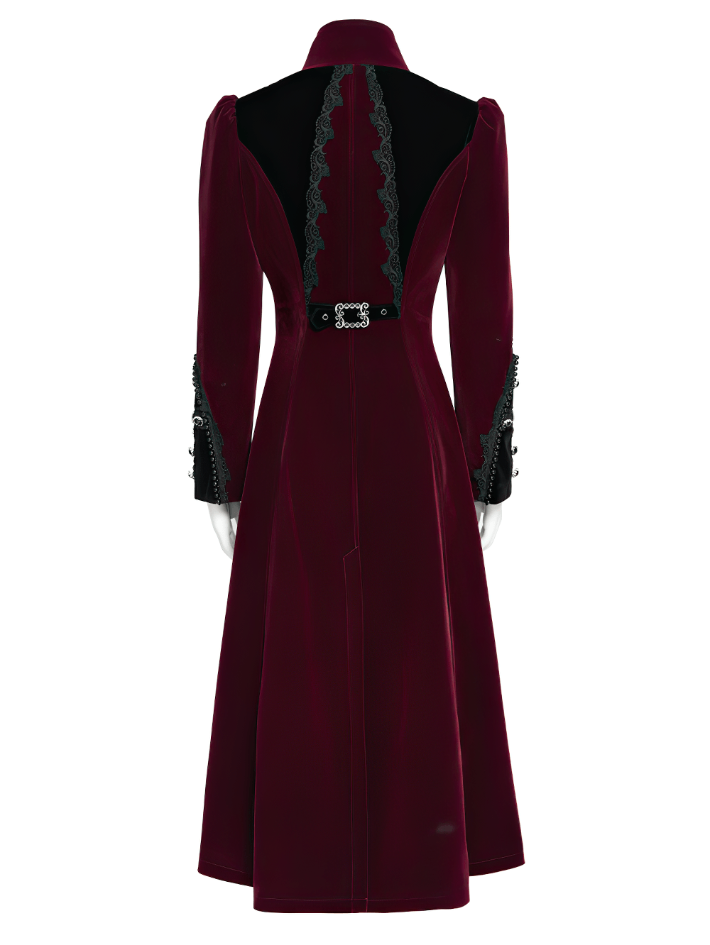 Elegant Victorian Burgundy Velvet Tailcoat with Lace