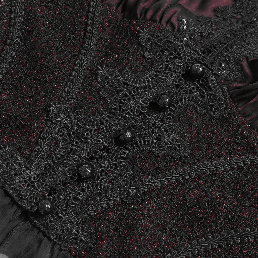 Elegant Victorian Lace Halter Corset Top with Ruffled Hem