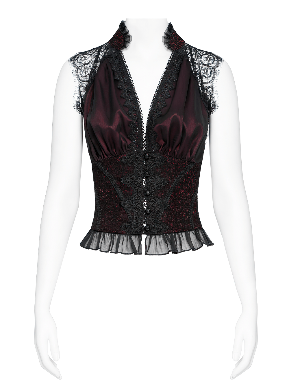 Elegant Victorian Lace Halter Corset Top with Ruffled Hem