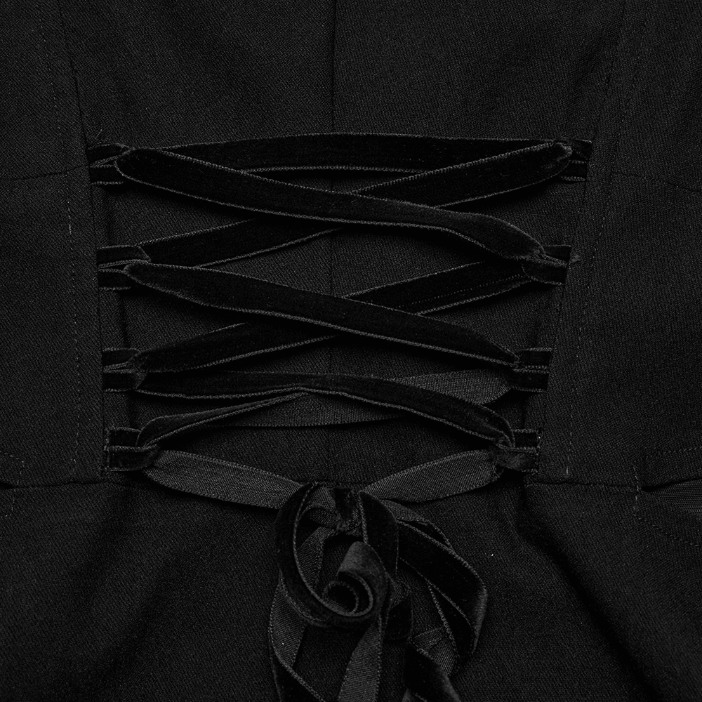 Elegant Women's Black Mini Dress with Lace-Up Detail