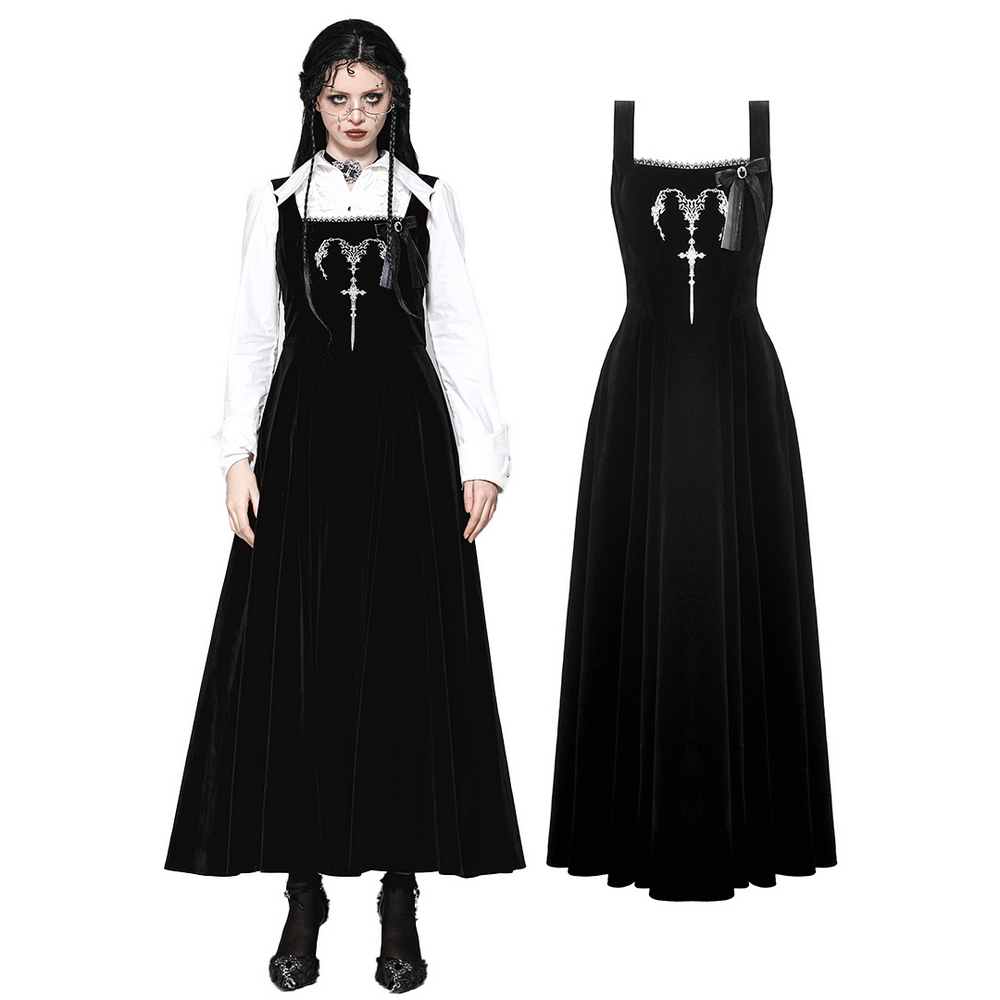 Enchanting Black Long Dress with Lace-Up Back