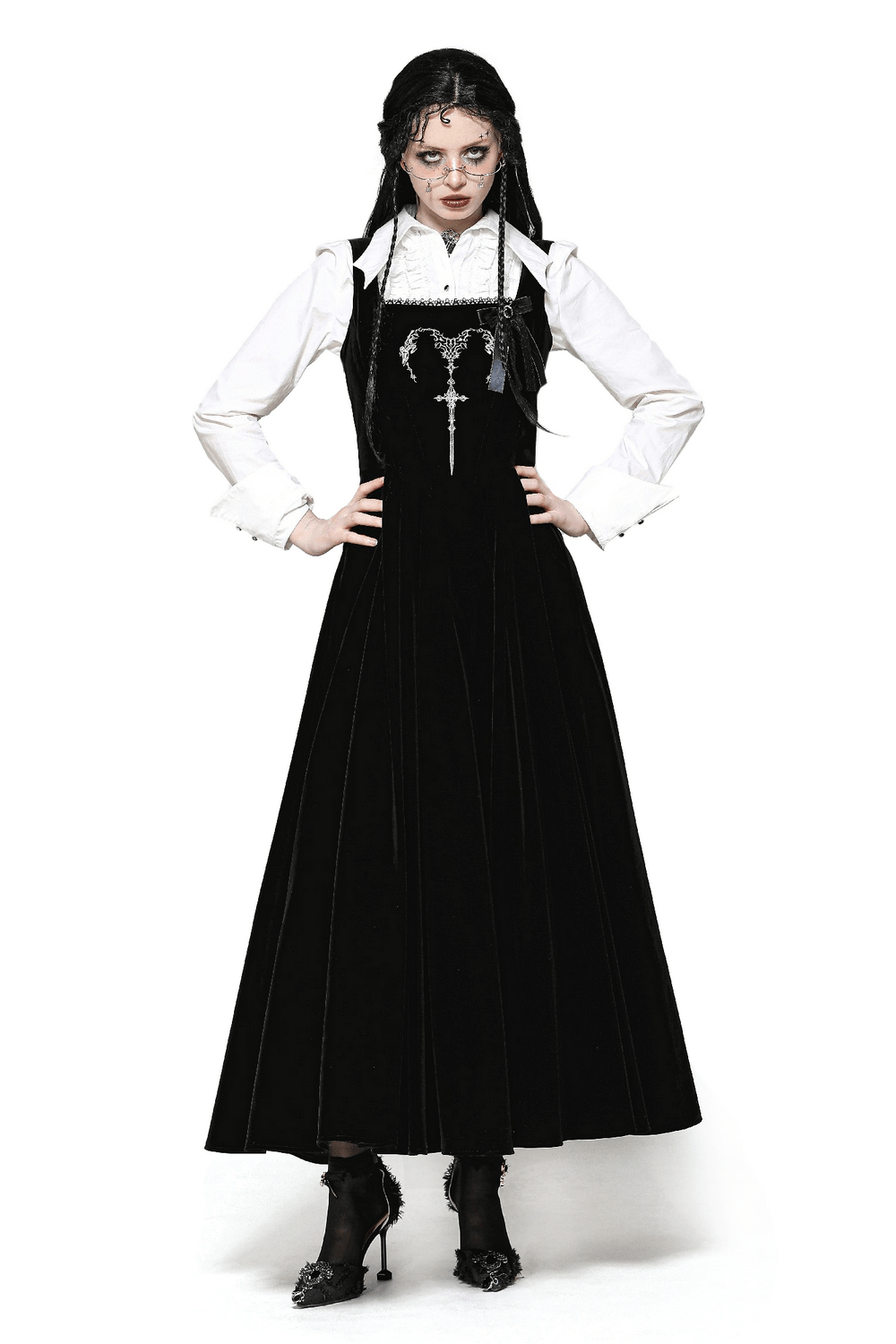 Enchanting Black Long Dress with Lace-Up Back