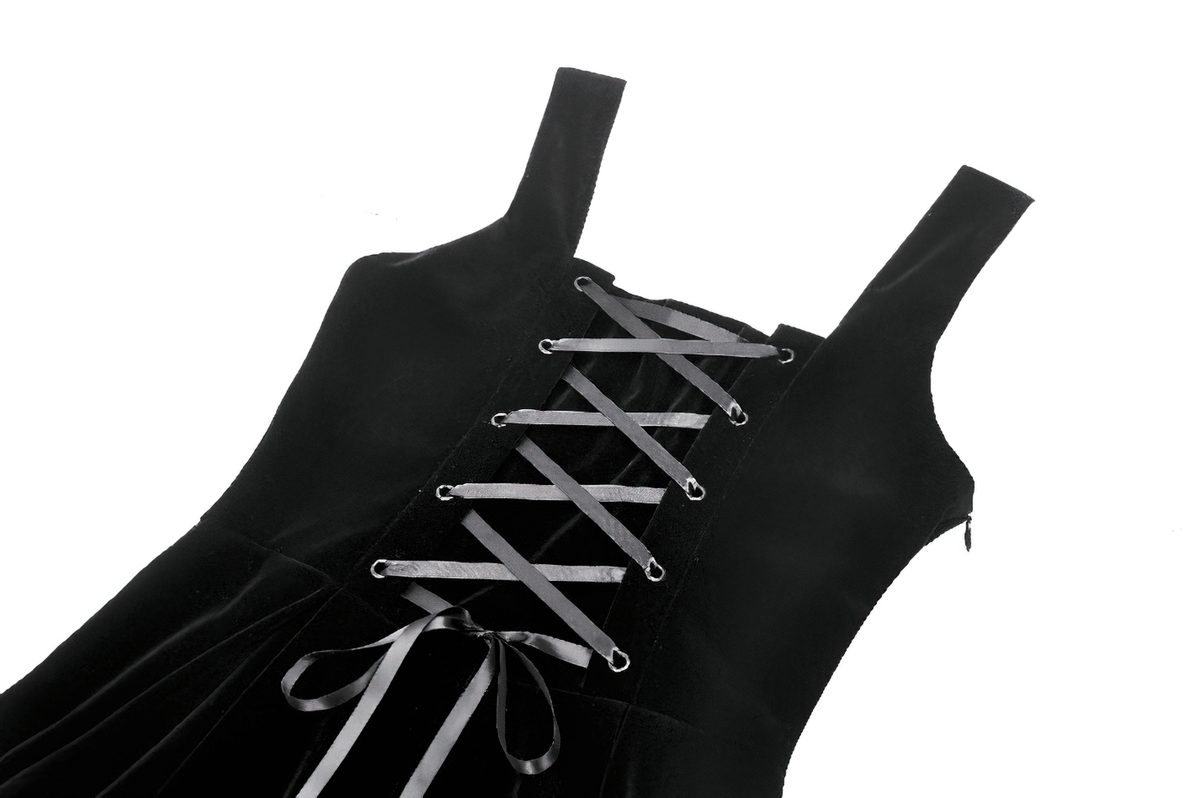 Enchanting Black Long Dress with Lace-Up Back
